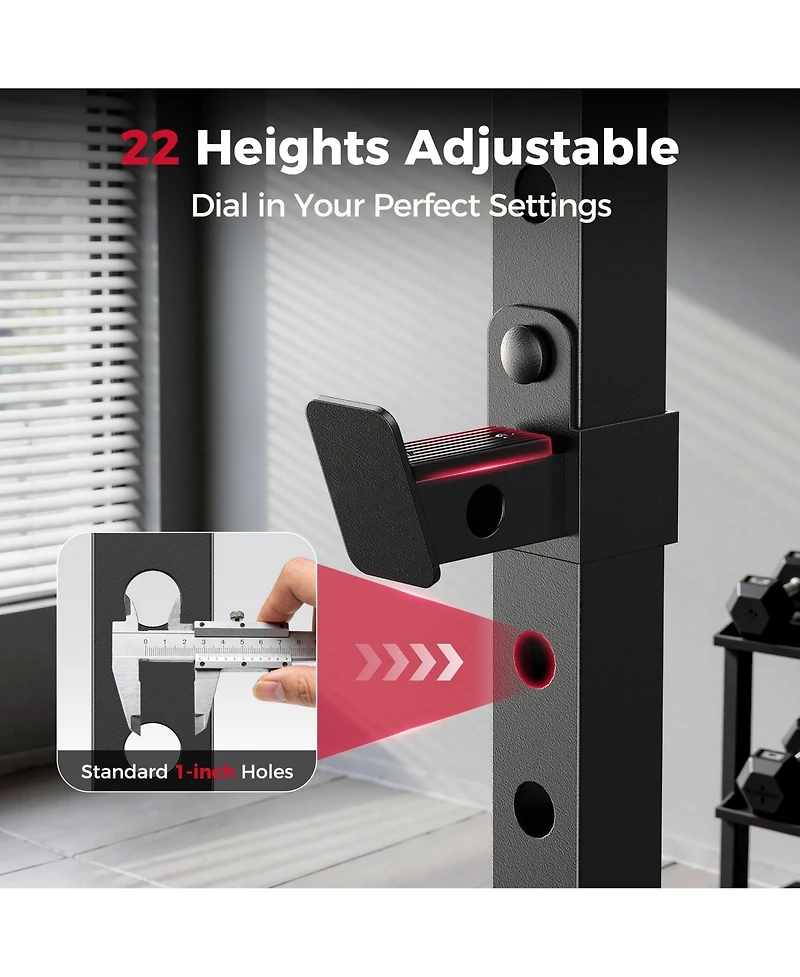 Fed Fitness Adjustable Squat Rack with Pull-Up Bar, Multi-Functional Power Rack Stand Fits 6FT/7FT Barbells, Home Gym Strength Training Equipment