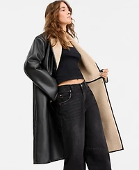 Maralyn & Me Juniors' Faux-Shearling Coat