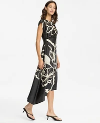 Maggy London Women's Cap-Sleeve Asymmetric-Hem Dress