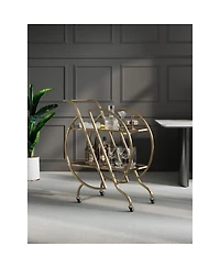 Streamdale Furniture Rolling Bar Cart with 2 Mirrored Shelves and Lockable Wheels
