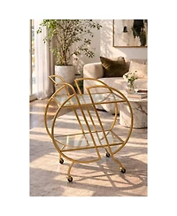 Streamdale Furniture Rolling Bar Cart with 2 Mirrored Shelves and Lockable Wheels