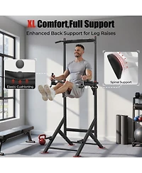 Fed Fitness 450LBS Power Tower, Dual-Triangular Base Pull Up Dip Station with 6 Height Levels, Multi-Function Home Gym Strength Training Equipment