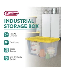 Sterilite Industrial Storage Box with Carrying Handles, 27 Gal, Yellow, 4 Pack