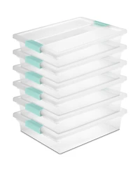 Sterilite 5.7 Qt. Large Plastic Stackable Storage Bin w/ Clear Latch Lid, 6 Pack