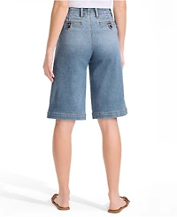 Lands' End Women's Recover Denim Mid Rise 12" Trouser Shorts