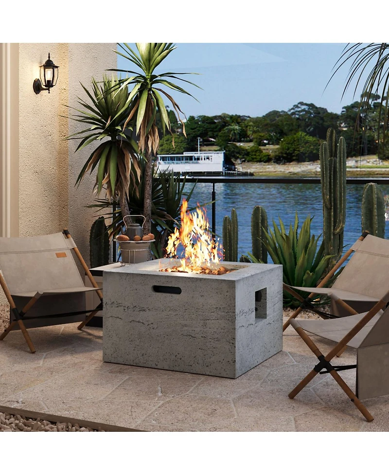 Streamdale Furniture 24 inch Square Propane Fire Pit Table Set with Tank Cover and Accessories