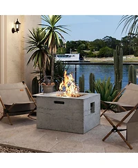 Streamdale Furniture 24 inch Square Propane Fire Pit Table Set with Tank Cover and Accessories