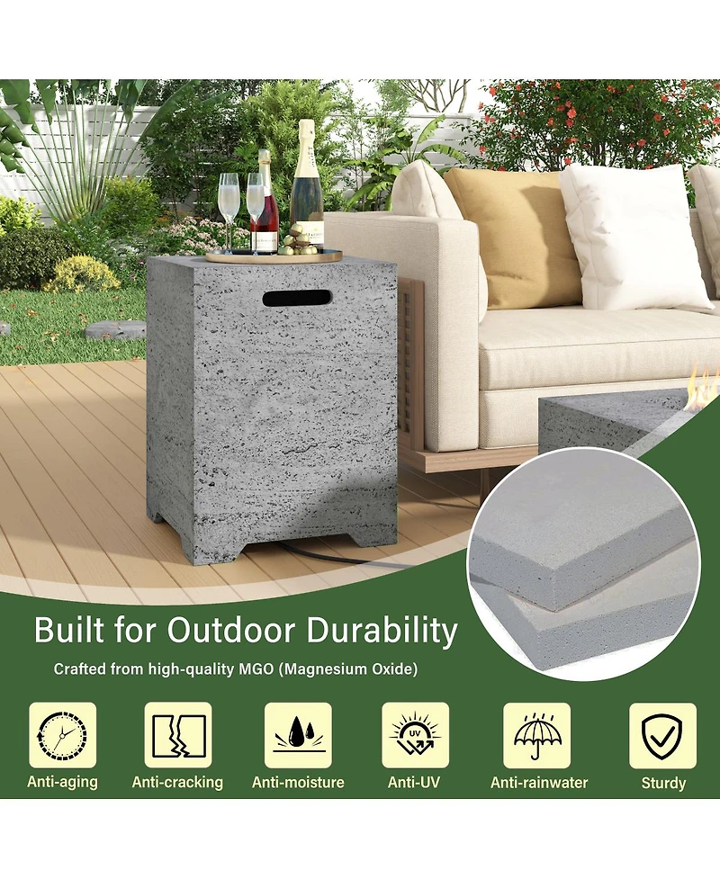 Streamdale Furniture 24 inch Square Propane Fire Pit Table Set with Tank Cover and Accessories