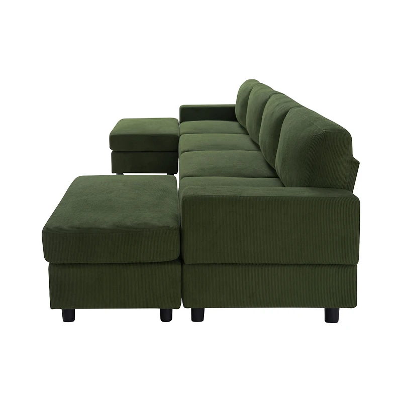 Streamdale Furniture Oversized U-Shaped Corduroy 4-Seat Sectional Sofa with Double Chaise