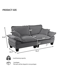 Streamdale Furniture Chenille Sailboat 2-Seater Modular Loveseat with Curved Armrests