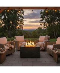 Streamdale Furniture 24-Inch Square Propane Fire Pit Table with 40,000 Btu and Accessories