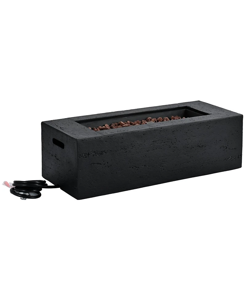 Streamdale Furniture 41.9" Rectangular 40,000 Btu Propane Fire Pit with Cover and Lava Rocks