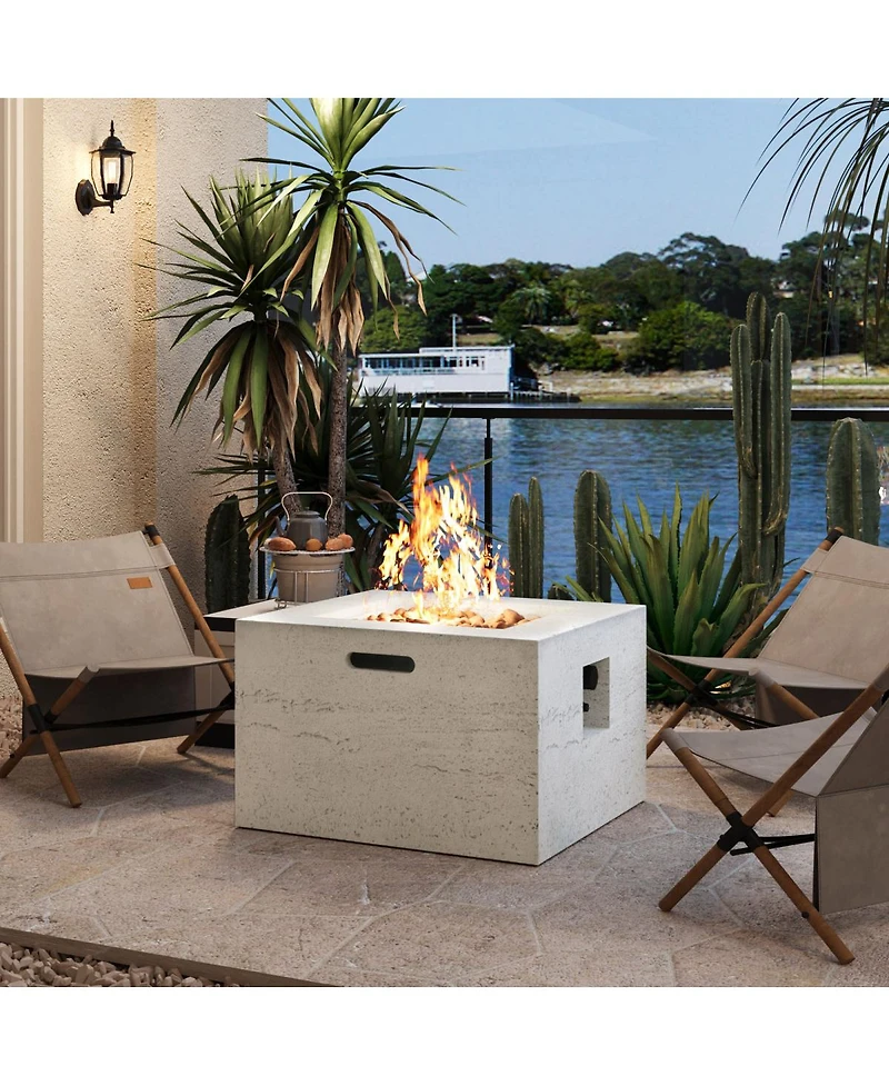 Streamdale Furniture 24-Inch Square Propane Fire Pit Table with 40,000 Btu and Accessories