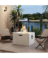 Streamdale Furniture 24-Inch Square Propane Fire Pit Table with 40,000 Btu and Accessories