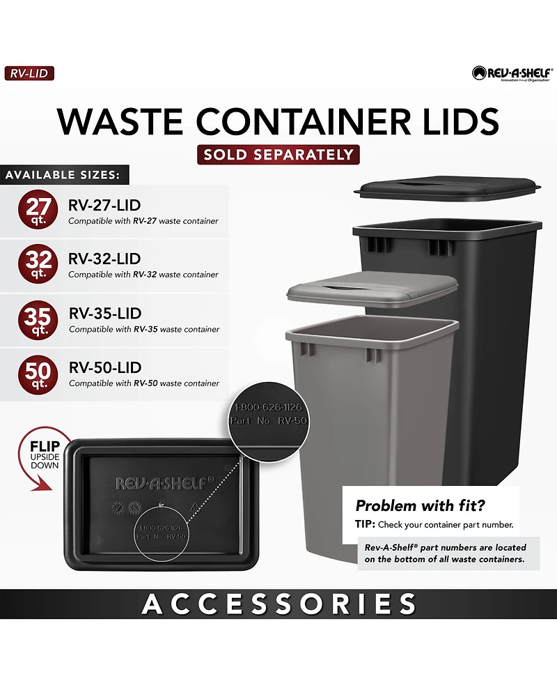 Rev-a-Shelf Double Pullout Top Mount Trash Can, 35 qt., 4WCTM-21DM2-495-fl