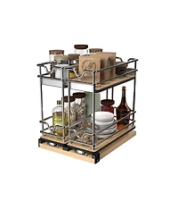Rev-a-Shelf 9" Pullout Organizer for Cabinets, 2 Tier Upright Shelf, 5WU2-9W2-1