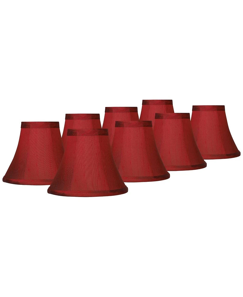 Springcrest Set of 8 Bell Lamp Shades Faux Silk High Candelabra Clip-On Fitting