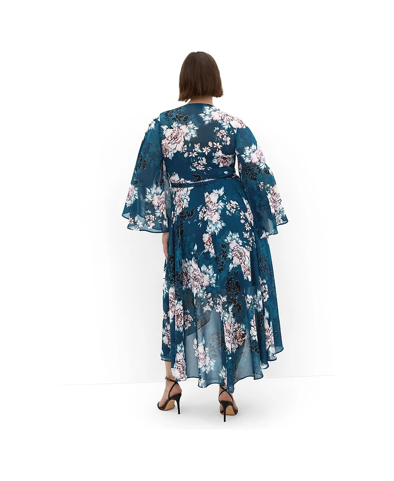 City Chic Women's Jade Blossom Long Sleeve Maxi Dress