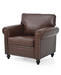 Streamdale Furniture Modern Pu Leather Accent Sofa with Birch Wood Legs and Nailhead Trim