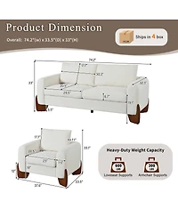 Streamdale Furniture 3-Piece Modern Boucle Sofa Set: 1 Loveseat and 2 Armchairs
