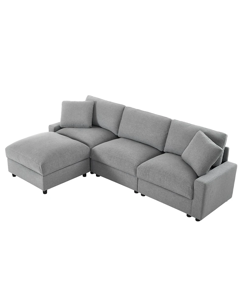 Streamdale Furniture 103.54" L-Shaped Modular Sectional Sofa with 4 Storage Ottomans