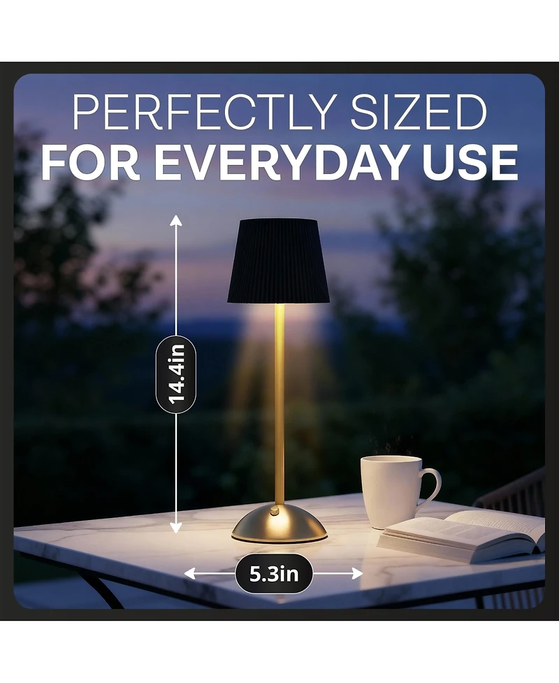 Bell + Howell Rechargeable Solar Tight Pleated Design Portable Indoor Outdoor Led Dimmable Modes Table Lamp