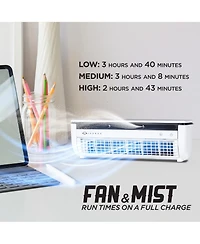 IceBox Cooling Mist Fan, Small Portable Fan with Evaporative Humidifier