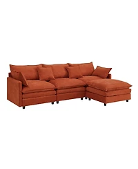 Streamdale Furniture 105" Modular Chenille L-Shape Sectional Sofa with Ottoman