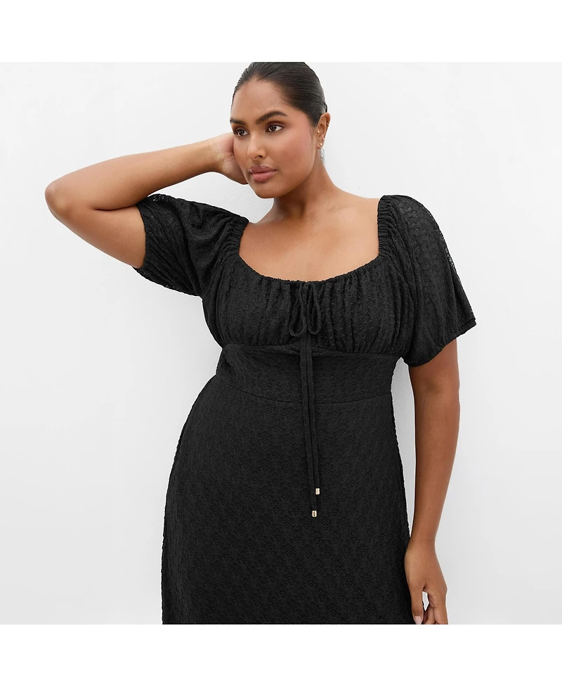 City Chic Women's Lani Lace Short Sleeve Midi Dress