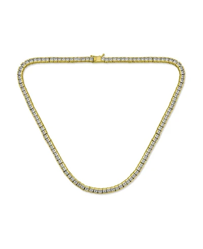 Bling Jewelry Cocktail Cubic Zirconia Princess Cut Channel Set Statement Tennis Necklace