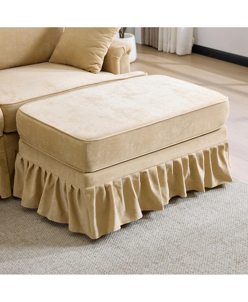Streamdale Furniture 103.15" Modern Chenille L-Shaped Sectional Sofa with Ruffled Skirt