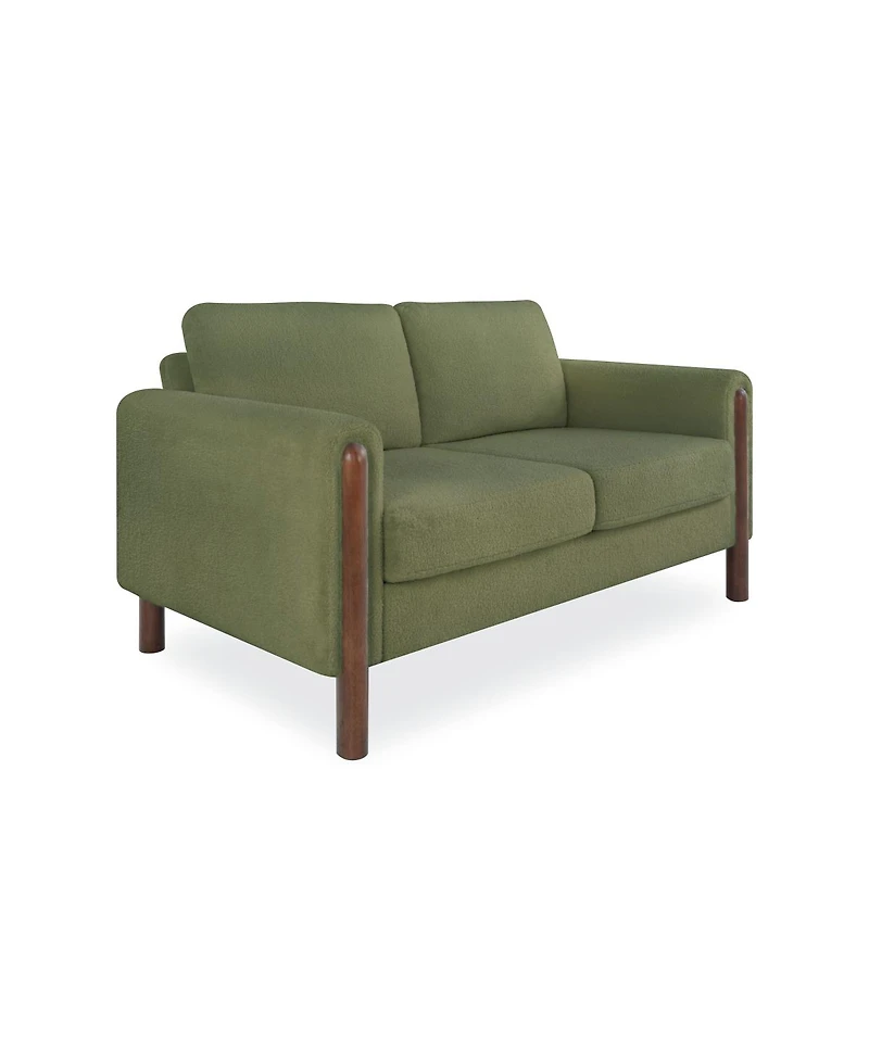 Streamdale Furniture Mid-Century Modern 2-Seater Teddy Fabric Loveseat with Walnut Legs