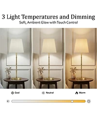 Bell + Howell Bamboo Stem Pleat Shade Rechargeable Touch Control Led Dimmable Cordless Table Lamp