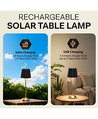 Bell + Howell Rechargeable Solar Wide Pleated Design Portable Indoor Outdoor Led Dimmable Modes Table Lamp