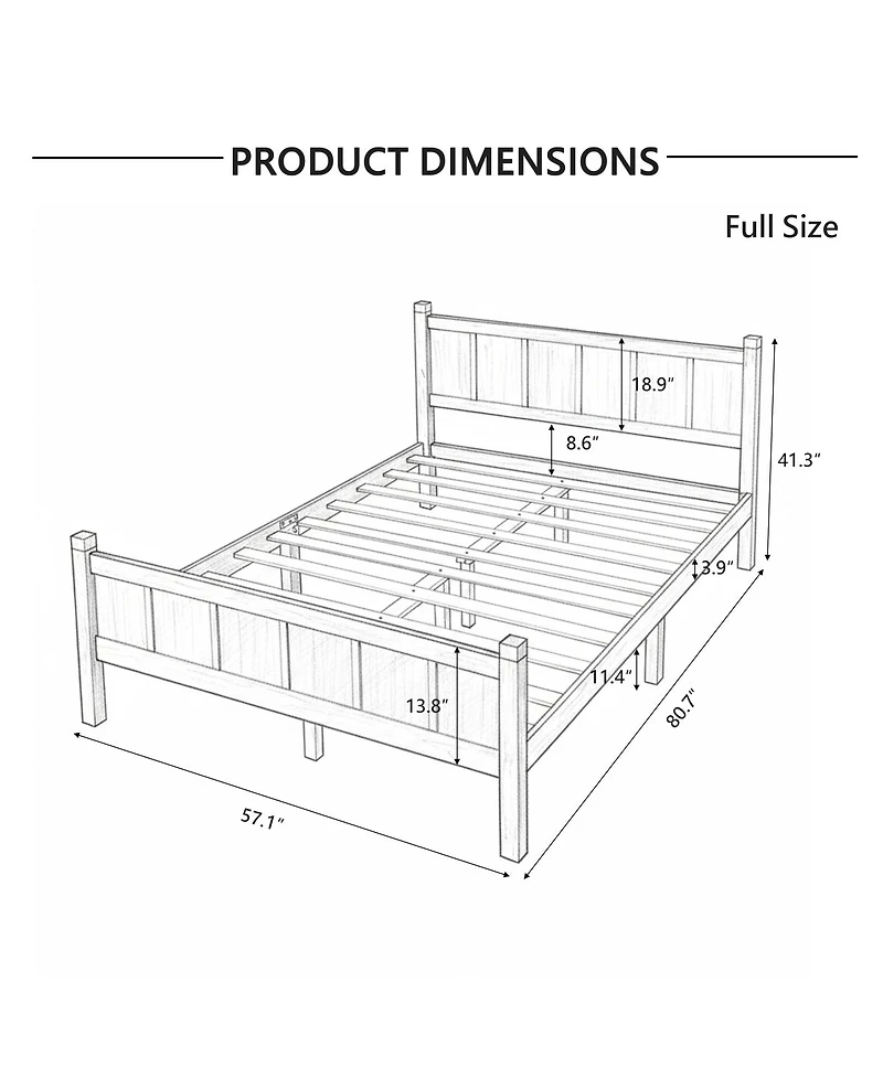 Streamdale Furniture Minimalist Modern Platform Bed with Headboard and Footboard
