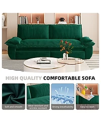 Streamdale Furniture 73.2" 3-in-1 Convertible Velvet Queen Pull-Out Sleeper Sofa