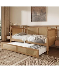 Streamdale Furniture Traditional Rattan Full Daybed with Trundle