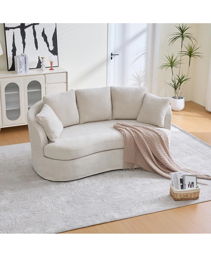 Streamdale Furniture 73.82" Modern Luxury Curved Chenille Sofa, Extra-Deep Seat