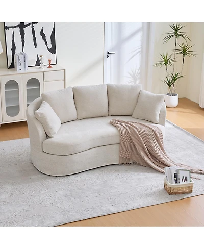 Streamdale Furniture 73.82" Modern Luxury Curved Chenille Sofa, Extra-Deep Seat