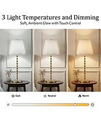 Bell + Howell Stem Scallop Shade Rechargeable Touch Control Led Dimmable Cordless Table Lamp