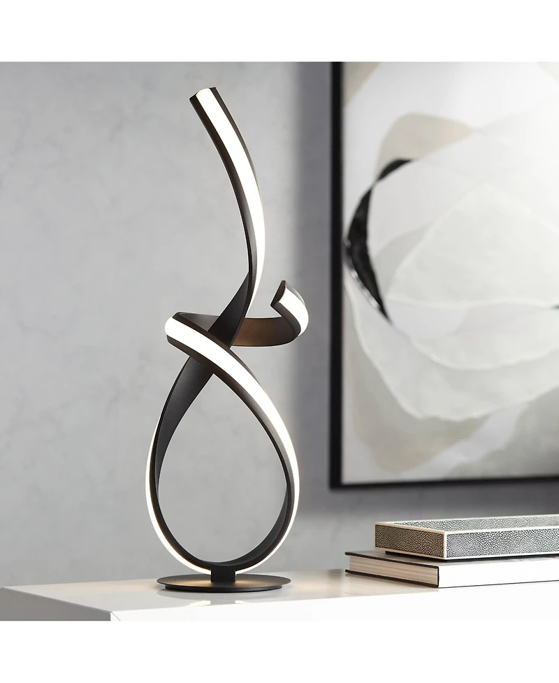 Possini Euro Design 23 1/2" High Small Modern Accent Table Lamp Led Metal Single Shade Living Room Bedroom