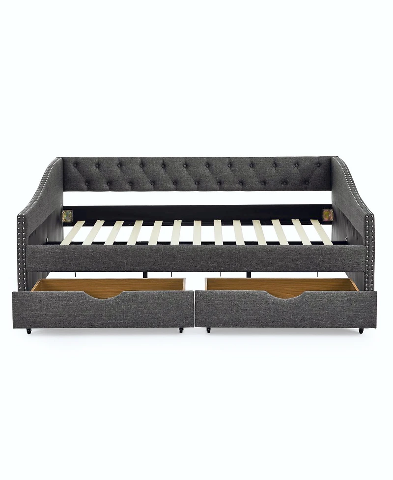 Streamdale Furniture Upholstered Full Size Daybed with Drawers and Tufted Back