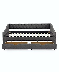 Streamdale Furniture Upholstered Full Size Daybed with Drawers and Tufted Back