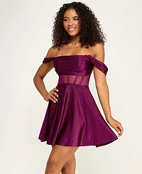 Katia Rae Juniors' Off-The-Shoulder Flare Mini Dress
