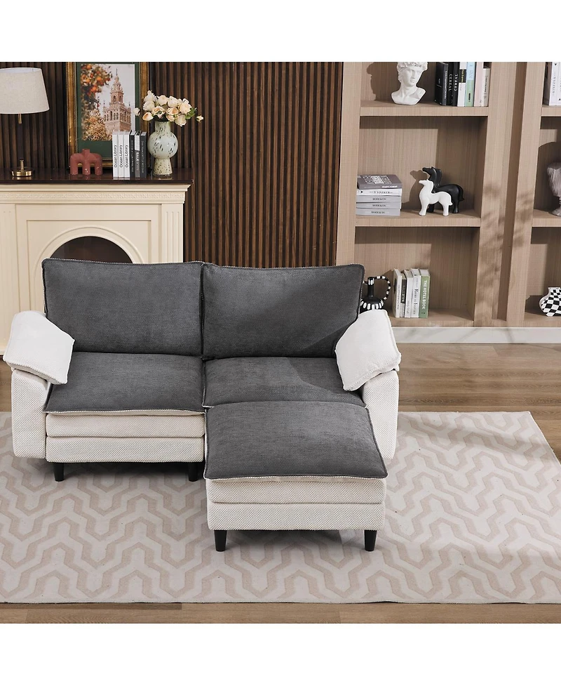 Streamdale Furniture 70.87" Two-Tone L-Shaped Modular Sectional Sofa with Ottoman