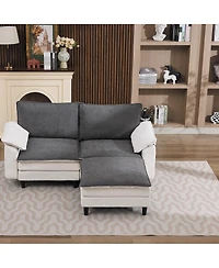 Streamdale Furniture 70.87" Two-Tone L-Shaped Modular Sectional Sofa with Ottoman