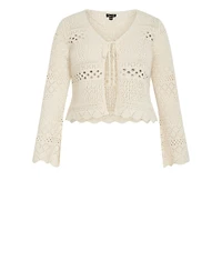 City Chic Women's Crochet Love Tie Front Top