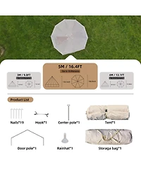 Streamdale Furniture 16.4Feet 4-Season Waterproof Bell Tent with Stove Jack for 10 People