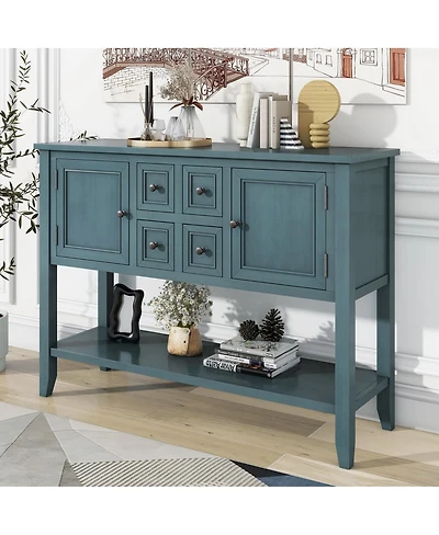 Streamdale Furniture Cambridge Series Vintage Console Table with 4 Drawers and Shelf