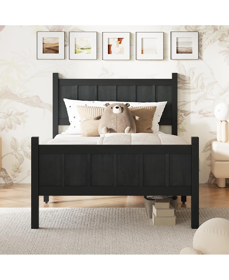 Streamdale Furniture Flat Panel Platform Bed with Headboard and Footboard